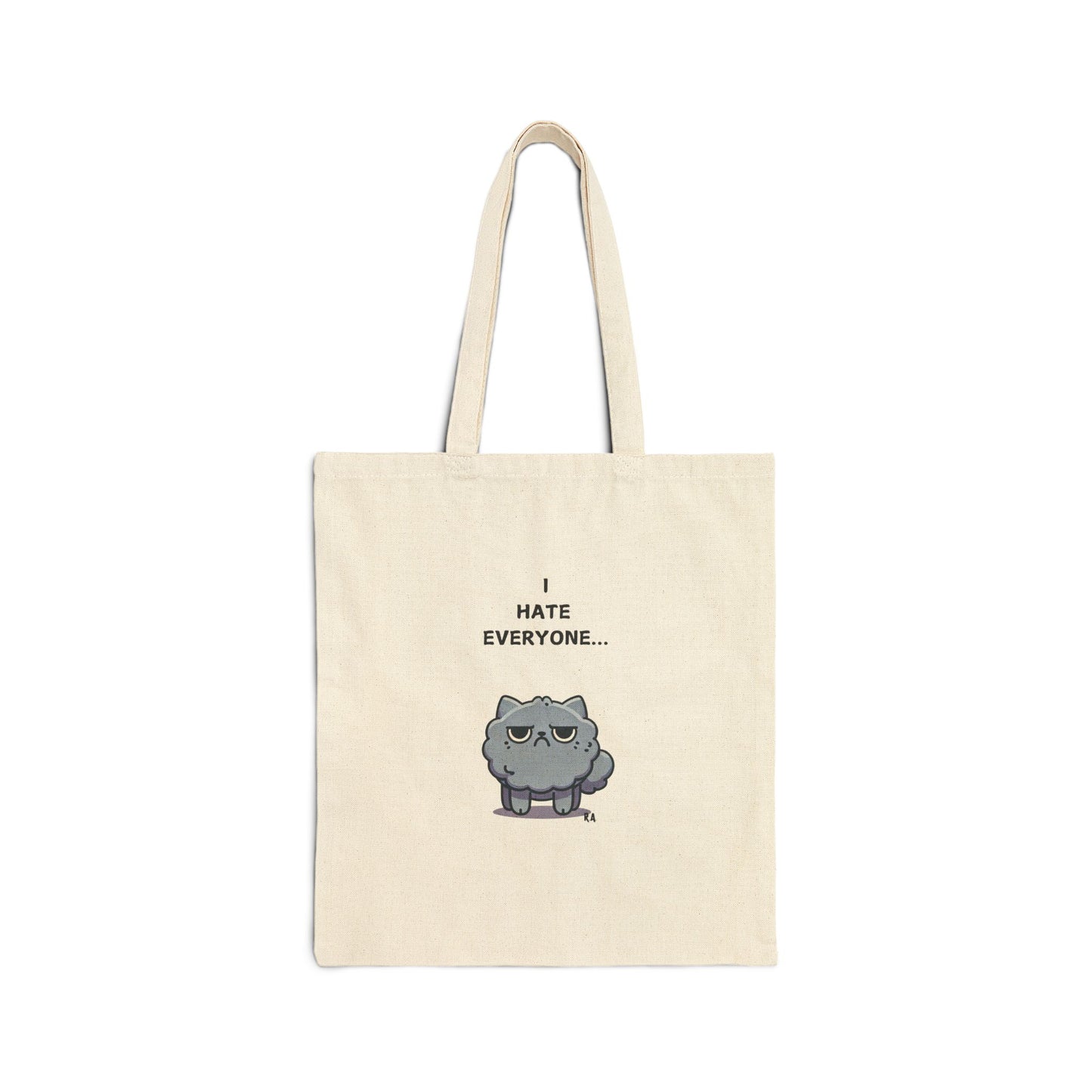 I HATE EVERYONE Funny Cat Canvas Tote Bag