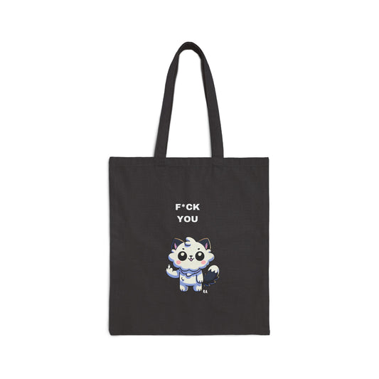 F*CK YOU Funny Cat Canvas Tote Bag